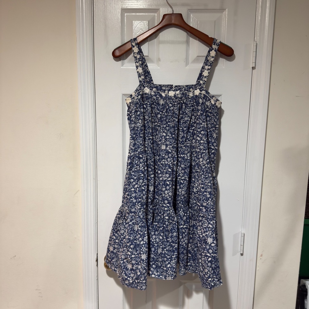 Mi Golondrina "Lila Azul" Floral Embroidered Dress – Blue – Size M - Picture 2 of 10
